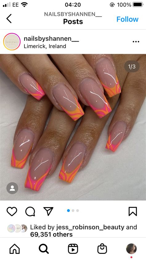 Pin By Geneva Kalinowski On Nails Orange Acrylic Nails Summery Nails