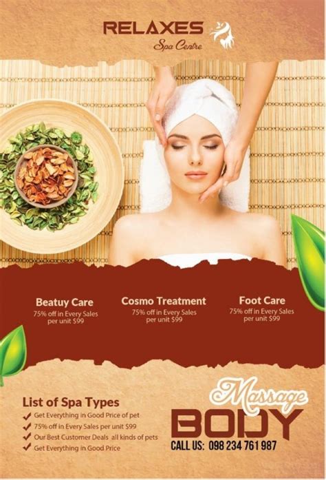 Poster Spa Menu Poster Massage 5 Khothietkenet