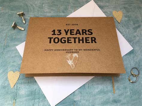 13th Year Wedding Anniversary Card Anniversary T Card 13 Etsy