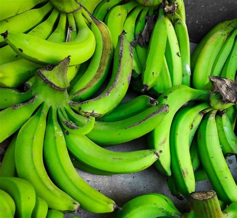 Plátanos verdes en la selva de cerca un grupo de plátanos verdes en un