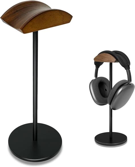 Qincoon Headphone Stand Walnut Wood And Aluminum Headset