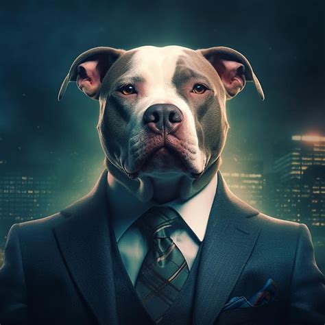 Premium AI Image | Pitbull in a suit Generative AI