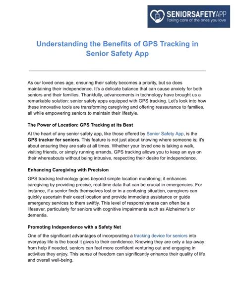 Ppt Understanding The Benefits Of Gps Tracking In Senior Safety App