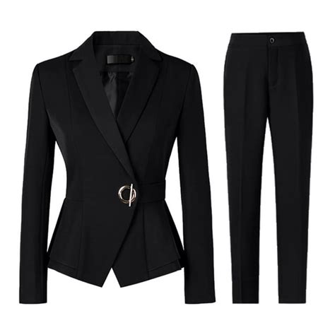 Womens 2 Piece Suit Notched Lapel One Button Slim Fit Business Office Work Tuxedo Pants Set