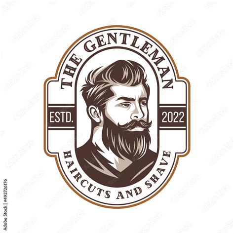 Beard Logo Vector Illustration Barbershop Logo Template Haircut Men