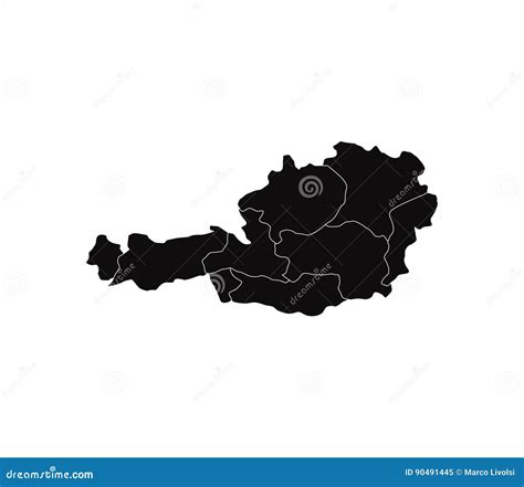 Mappa Dellaustria Illustrata Con Le Regioni Illustrazione Di Stock