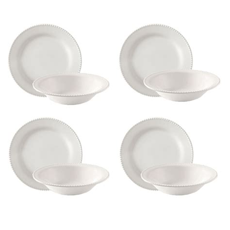 Conjunto Pratos Raso Fundo Cerâmica Perla Branco 8 Peças Leroy Merlin