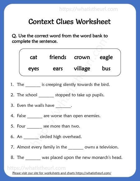 Context Clues Worksheet For Grade 3 Exercise 3 Your Home Worksheets Library