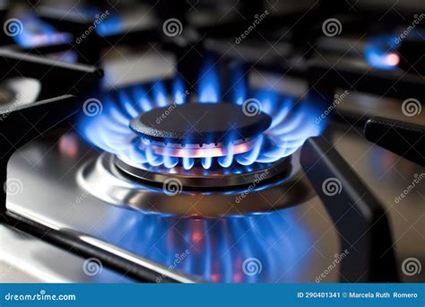 Gas Stove With Burner Blue Flame AI Generated Stock Illustration