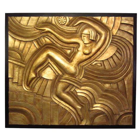 Art Deco Hand Carved Relief In Gold Leaf For Sale At 1stdibs