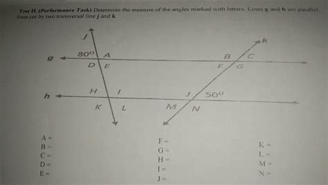 Solved Test Ii Performance Task Determine The Measure Of The Angles