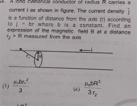 Answered 54 A Lona Cylindrical Conductor Of Radius R Carries A Kunduz