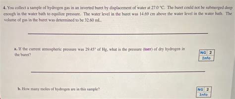 Solved You Collect A Sample Of Hydrogen Gas In An Chegg