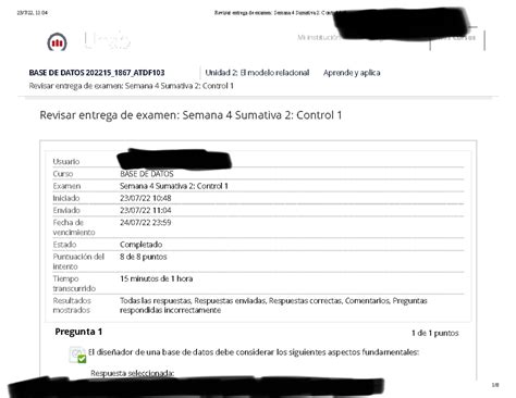 Revisar Entrega De Examen Semana 4 Sumativa 2 Control 1 BASE DE