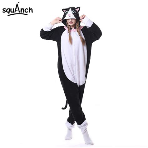 Discount This Month Animal Black Cat Kigurumi Onesie Men Women Dj Kitty