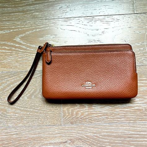 Coach Bags Coach Pebble Leather Double Zip Wallet Wrislet Poshmark