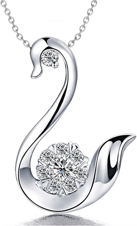 Amazon Fappac Swan Bird Pendant Necklace Enriched With Swarovski