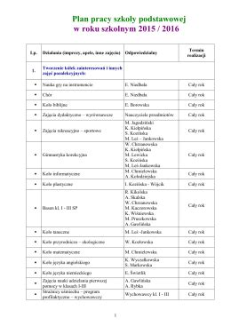 Plan Pracy Szko Y Podstawowej Nr Im Heleny