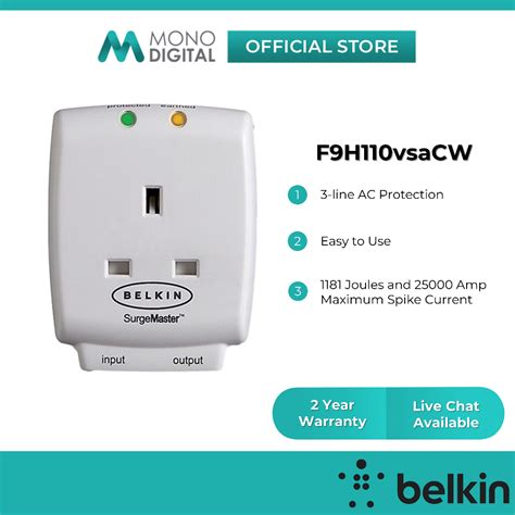 Belkin F9h110vsacw Home Series Single Socket Surge Protector Shopee