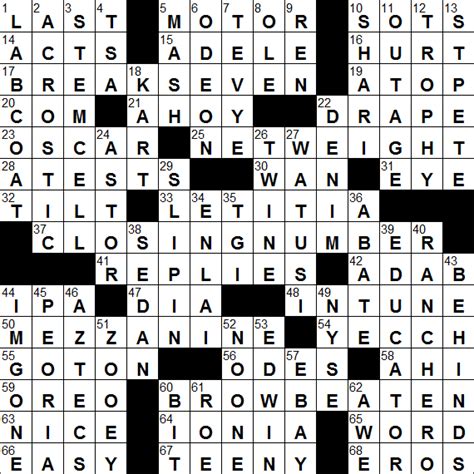 LA Times Crossword Answers 19 Oct 16, Wednesday - LAXCrossword.com