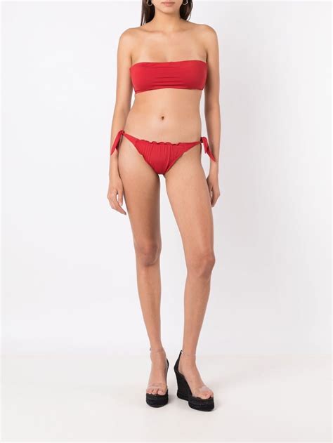 Amir Slama Gathered Detailing Bandeau Bikini Red Farfetch