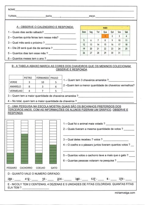 Interpretação De Calendário Gráfico E Tabela · Alfabetização Blog