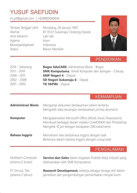 Contoh Pengalaman Kerja Dalam Resume 15 Contoh Cv Lamaran Kerja Riset