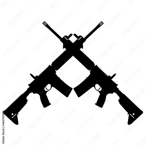 Crossed Assault Rifles On White Background Crossed Silhouette Ak