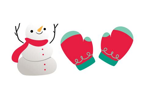 Snowman And Gloves Christmas Set Graphic By Vijackstudio · Creative Fabrica