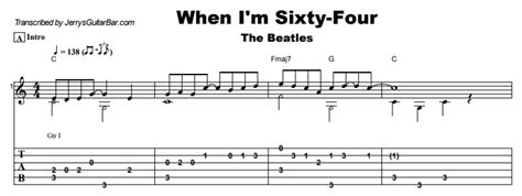 The Beatles When I M Sixty Four Guitar Lesson Tab Chords Jgb