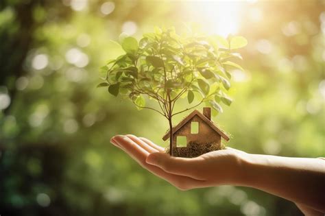 Una mano que sostiene una pequeña casa con un árbol que crece fuera de