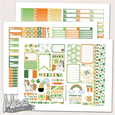 March Planner Stickers Printable For Use In Happy Plannerst Patricks Day Sticker Kitweekly