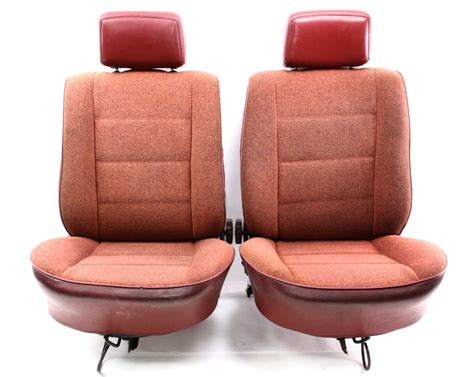 Pair Of Maroon Cloth Front Bucket Seats 75 84 Vw Rabbit Pickup Mk1