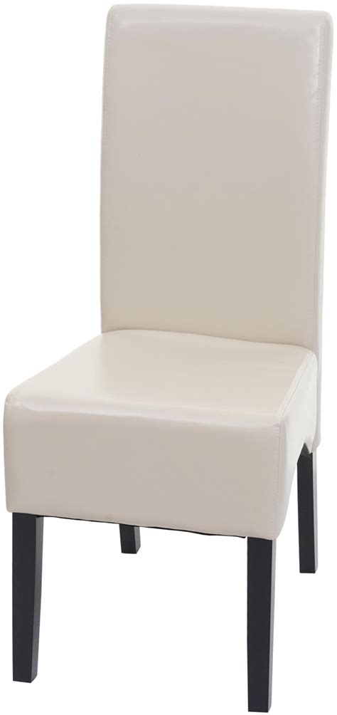 Mendler Esszimmerstuhl Latina Küchenstuhl Leder creme dunkle Bein ab