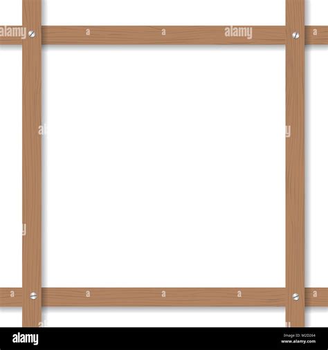 Brown Wooden Frame With Screws Isolated On White Background Stock