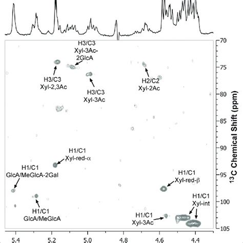 Two Dimensional H C Hsqc Nmr Spectrum Of Acetylated Xylan From