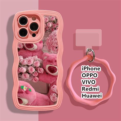 Liquid Silicone Phone Case Huawei Nova 3i Nova 5t Nova 7 Se Cute Pink Lotso Strawberry Bear Wavy