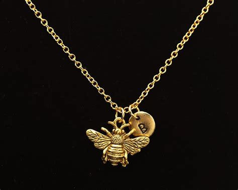 Honey Bee Necklace Antique Gold Bee Necklace Custom Honey Etsy