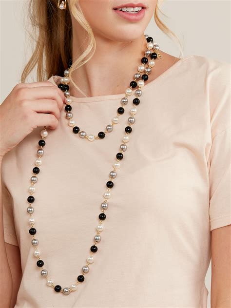 Mixed Pearl Beaded Long Necklace Zenzii Wholesale Jewelry