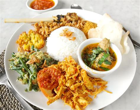 Asian Ethnic Food, Nasi Campur Stock Image - Image of delicious, curry ...