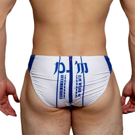 Zip Open Back Men Bikini Briefs Transparent Sexy Underwear Ice Silk Slip Trunks Shorts Desmiit