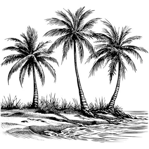 Premium Photo Tropical Coconut Palm Trees Vector Sketch Illustration