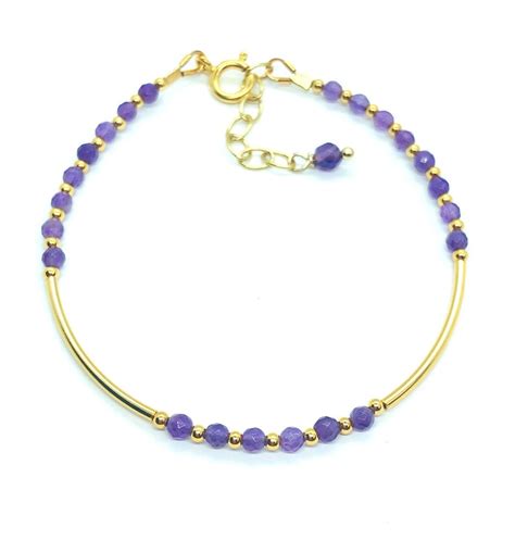 Amethyst Armband Gold Vermeil Februar Geburtsstein Amethyst Etsy De