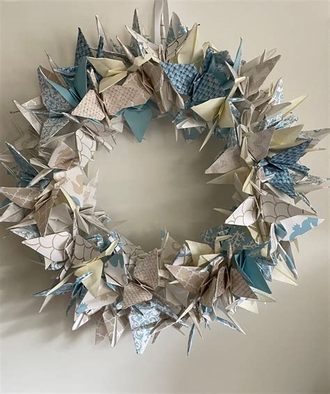 Indoor Origami Crane Wreath In Today S Coastal Colors Wall Art For