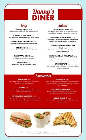 Diner Menu Templates With Authentic Style - MustHaveMenus