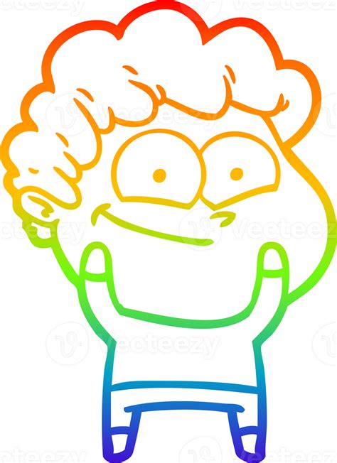 Rainbow Gradient Line Drawing Cartoon Happy Man 44297200 Png