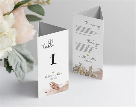 Wizard Wedding Tri Fold Table Number Template Editable Etsy