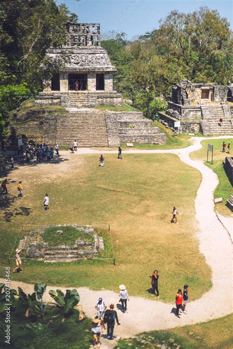 Ancient Mayan pyramid in Palenque Stock Photo | Adobe Stock