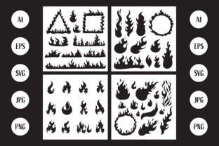 Fire Flames Silhouettes Collection Graphic By Sabavector Creative Fabrica