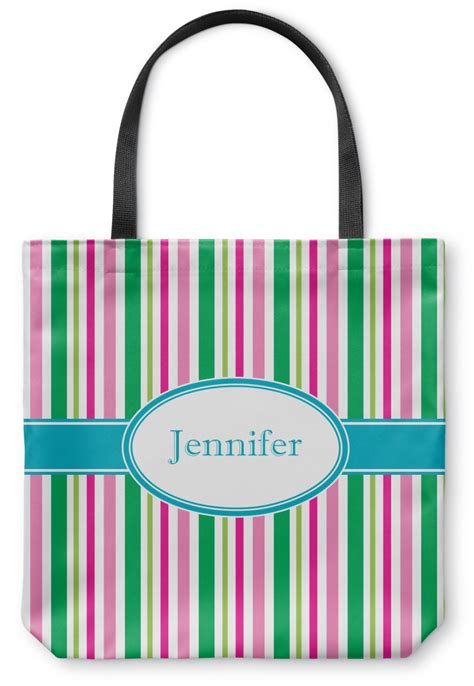 Custom Grosgrain Stripe Canvas Tote Bag Personalized Youcustomizeit